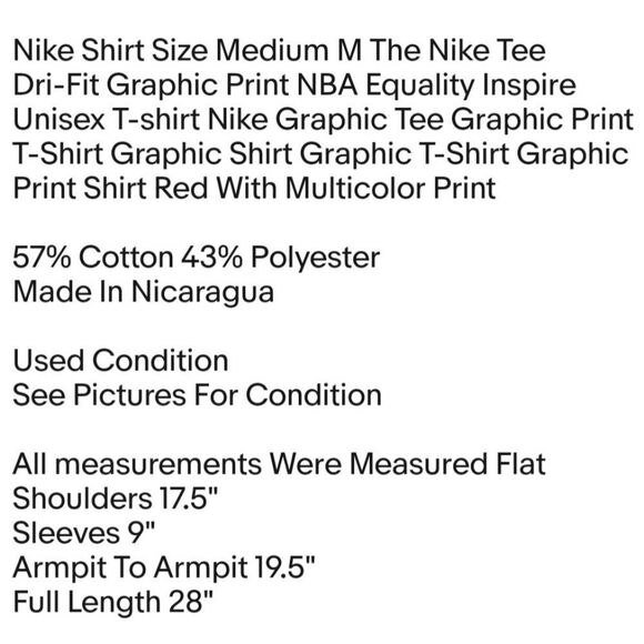 Nike Shirt Size Medium M The Nike Tee Dri-Fit Graphic Print Equality Basketball - Picture 2 of 7